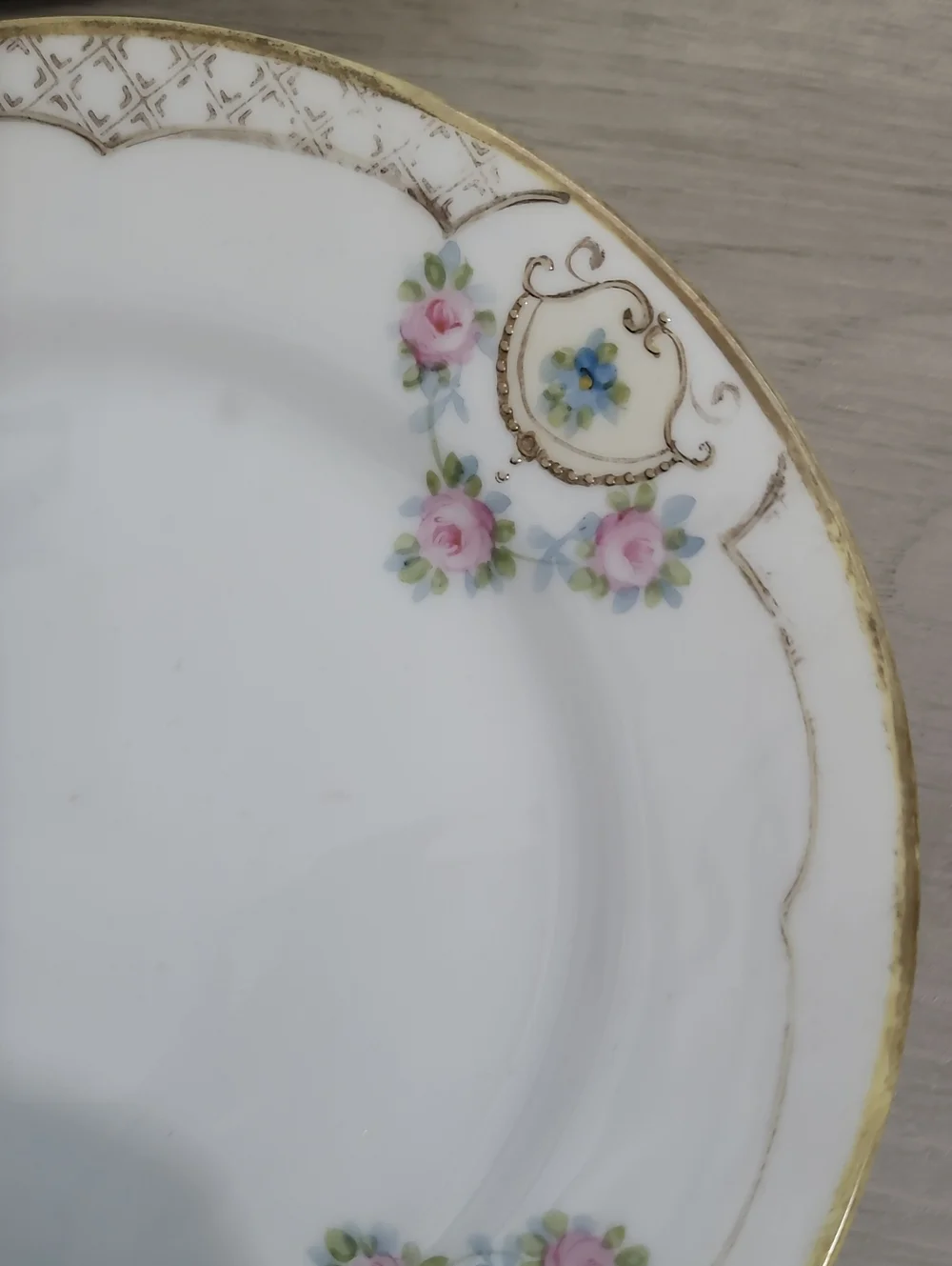 Vintage Nippon Hand Painted Floral Small Plates Set of 2 Gold Grandma Delicate